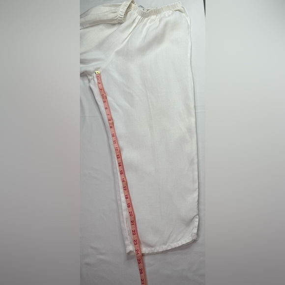 Russ Berens White Linen Capri Pants Elastic Waistband Size Medium - Picture 8 of 8